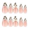 24Pcs French Style Fake Nails 3D Bowknot Designs Short Square Press On Nails Sweet Korean Fashion False Nail for Women Girl