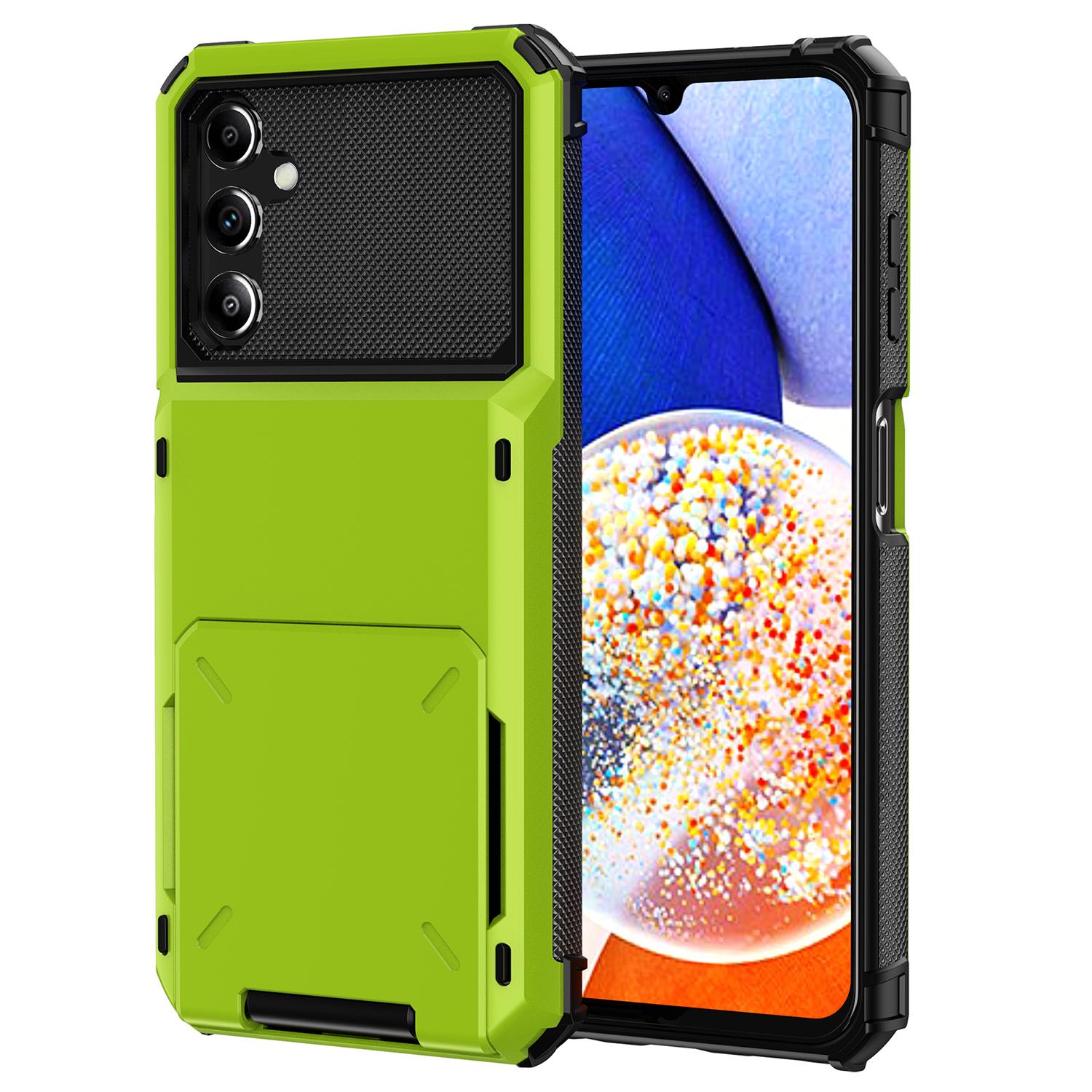 

For Samsung Galaxy A35 5G Case Card Holder PC+TPU Hybrid Protective Cover Green