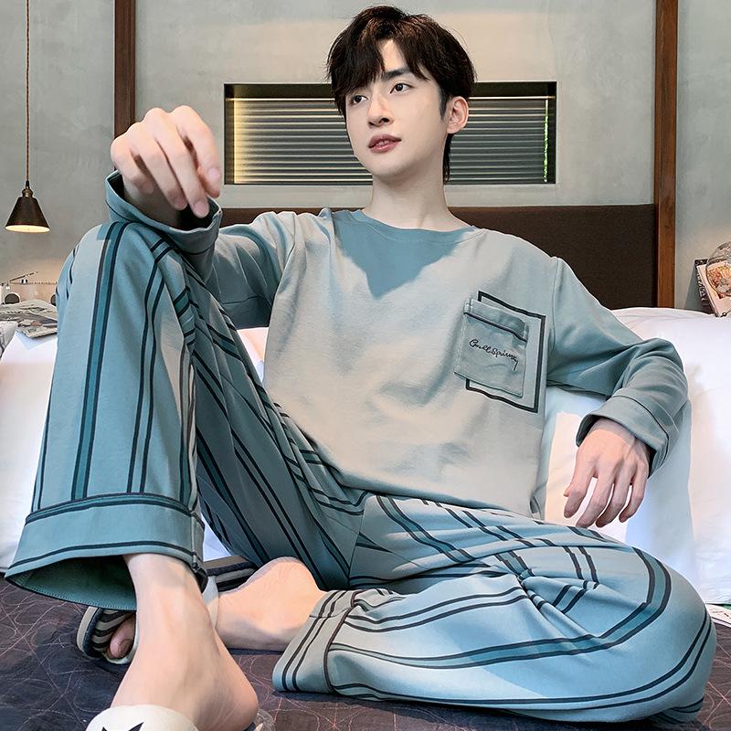 Pánské 2023 Jaro & Podzim Čistá Bavlna Dlouhý Rukáv Nadměrná Velikost Ležérní Domácí Oblečení