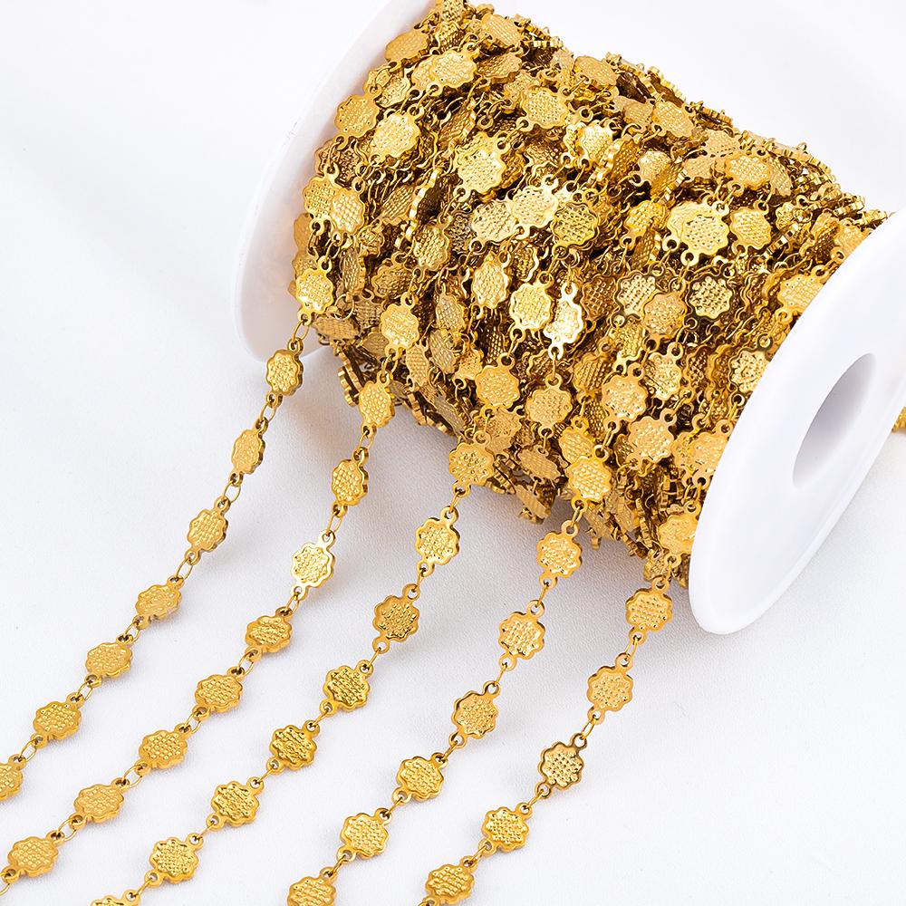 0.5meter 1meter Stainless Steel Flower Chain Roll DIY Jewelry Making Accessories Bulk Chain for Crafts for DIY Necklace Bracelet