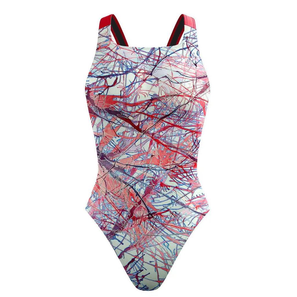 New one-piece bikini digital printing swimsuit tight racing swimsuit women