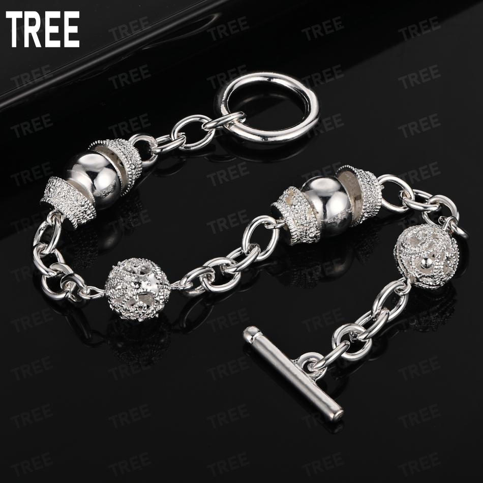 925 Sterling Silver Vintage Hollow Transfer Bead Bracelet-Banquet Gift Jewelry