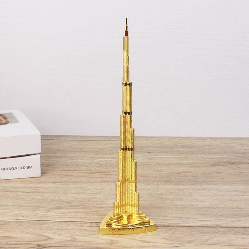 Creative Alloy Dubai Tower Building Decoration Items Home Room Table Metal Furnishing Ornaments Office Desk Accessories Crafts