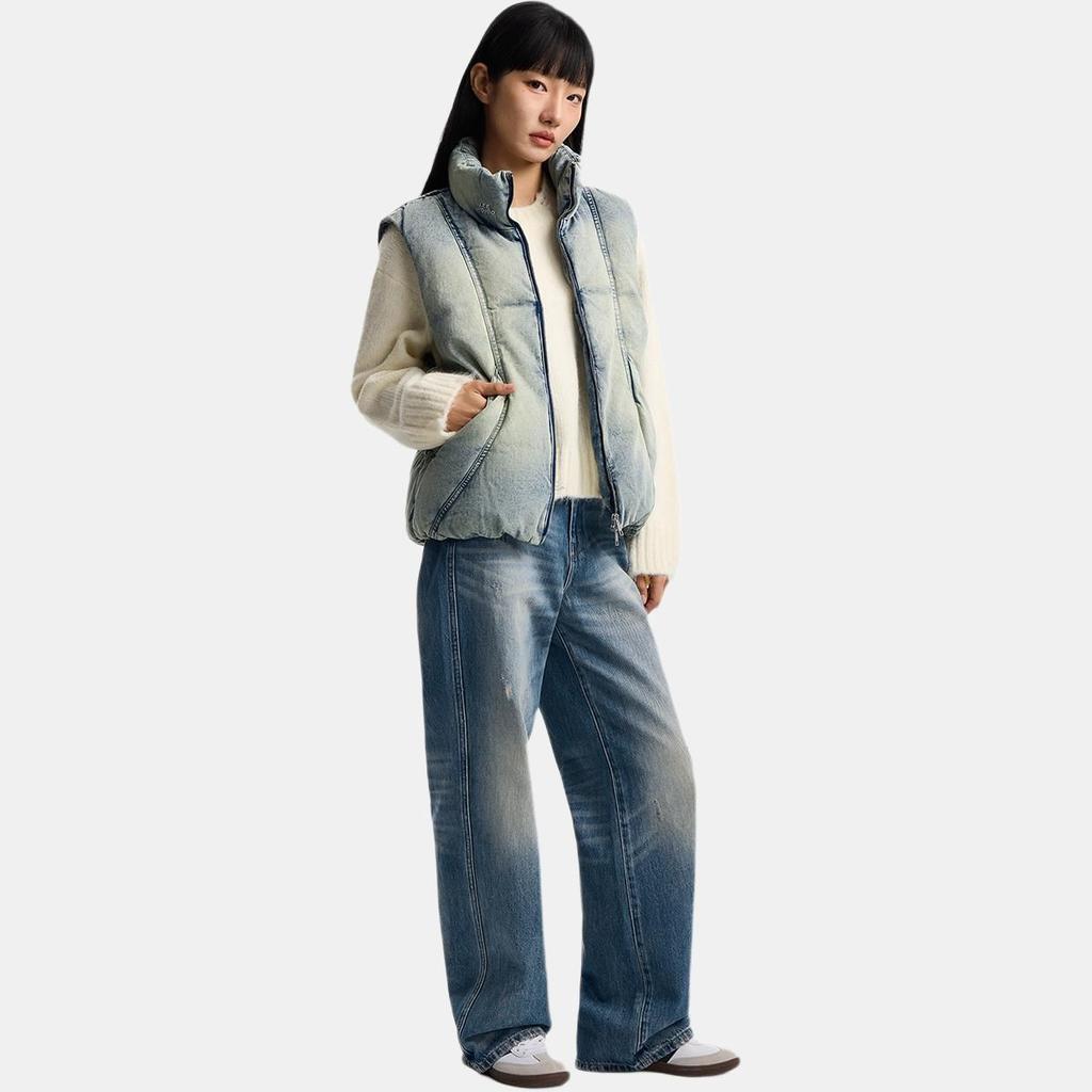 Lee Unhooded Stand Collar Loose Duck Down Zipper Casual Down Jacket Unisex outerwear LUT011278204561A09360