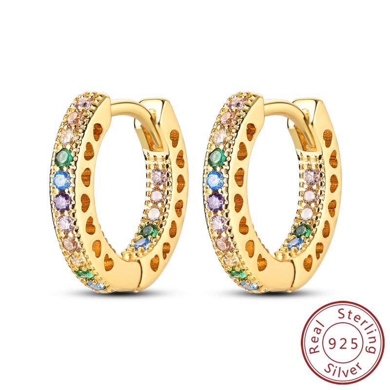 Earrings Original 925 Silver Stud Drop Hoop Earrings Rose Gold for Women Girls Party Wedding Birthday Jewelry Gift