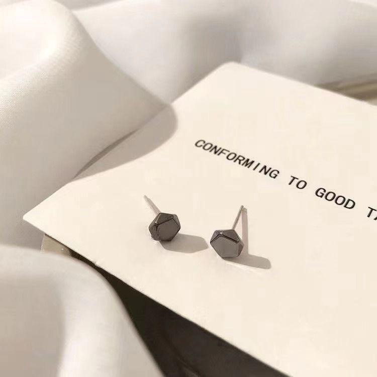 

Геометрические серьги-пентагоны с угловым срезом черного цвета - Модные роскошные унисекс из серебра 925 пробы