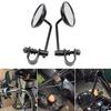 SZYUMO Motorcycle Clamp Mirror, Round Bike, Mirror, General Purpose, Black, Left and Right Set