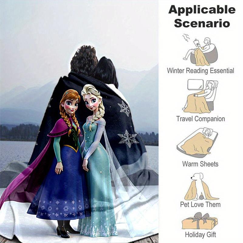 1pc, Winter Wonderland Blanket, Seasonal Decorative Throw for Home, Elsa & Anna Frozen Theme, Soft Flannel Throw Blanket, Versatile & Cozy for Bedroom
