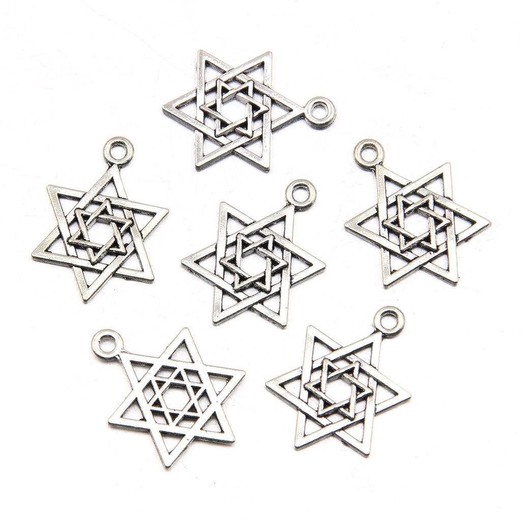 Pentagram Style 22 Antique Silver Pendant: Handmade Natural Charm Jewelry Accessory