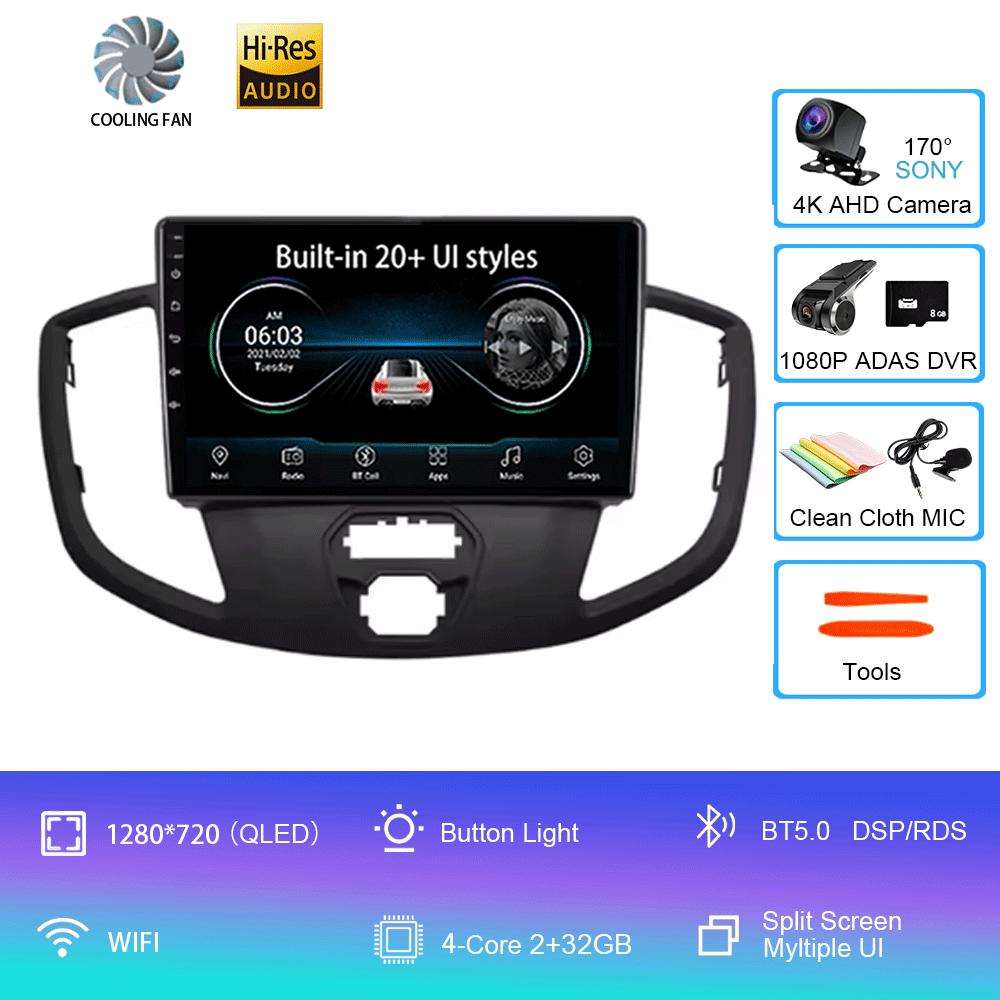 Car Radio Android 14 Auto For Ford Transit 2015 2016-2018  Central Multimedia Car Stereo Receiver GPS Navigation Autoradio