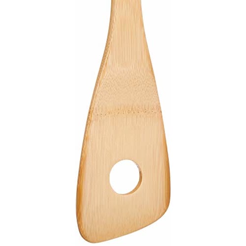 Kobo Aizawa Angled Cooking Spatula with Holes, Medium, No. 71003, Brown