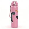 1PC Small Dinosaur Family Cartoon Print 750ml Color Plastic Sports Water Bottle Leakproof Flip Straw Lid Suitable for Sports Office Home Use