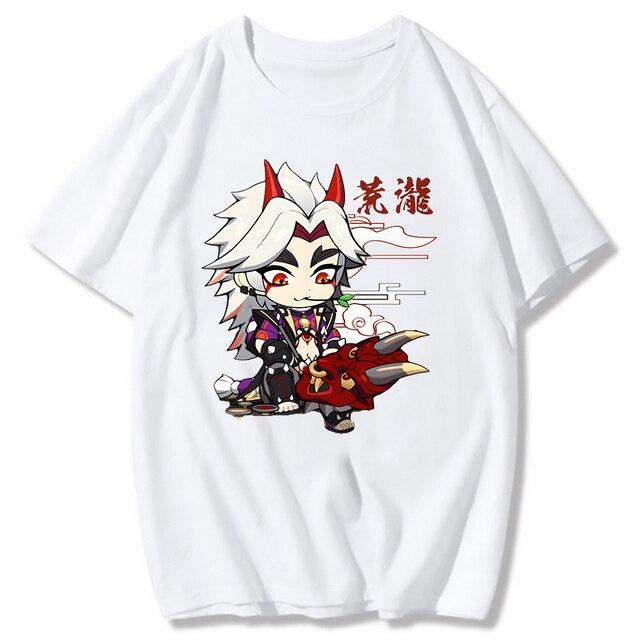Genshin Impact Tshirt Arataki Itto T-shirt Game Graphic T Shirts Unisex Kawaii Clothes Girls Oversized Casual Tops 100% Cotton