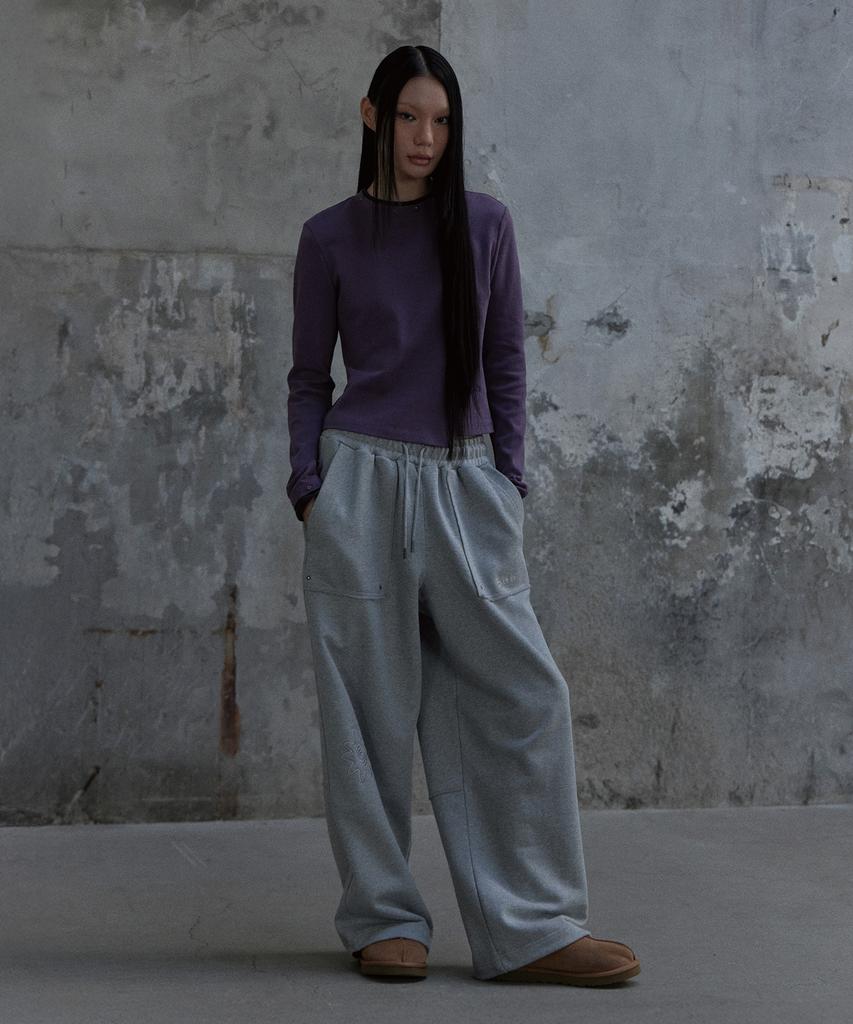 Tonilolenseu Wide Symbol Logo Sweatpants Melange Grey