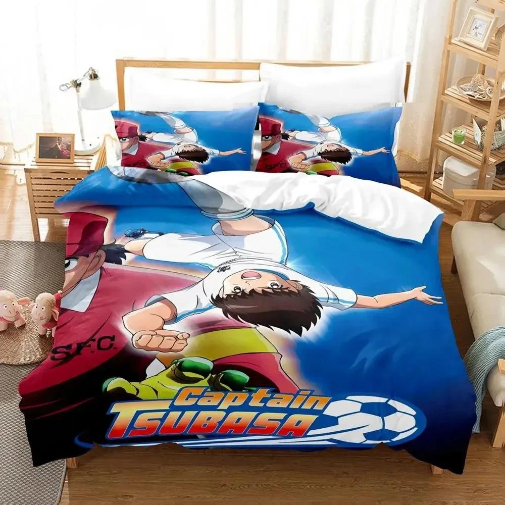 Comforter Anime Football Boy Captain Tsubasa Bedding Set Double Twin King Comforter Boys Girls Adults Bedroom