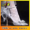 Bow Single Shoes Summer 2025 New Pearl One-word Strap High Heels Pointed Commuter Stiletto Fashion Sandals