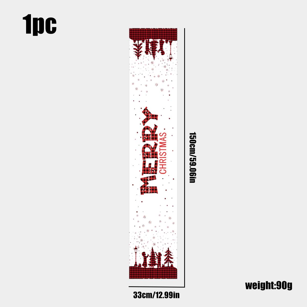 

Christmas Table Runner, Merry Christmas Buffalo Plaid & Snowflake Print, Festive Table Decor for Xmas Dinner Party & Home Decor