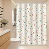 Colorful Confetti Shower Curtain - Playful Minimalist Design, Pink, Orange, Blue, Yellow, Brown & White, Polyester
