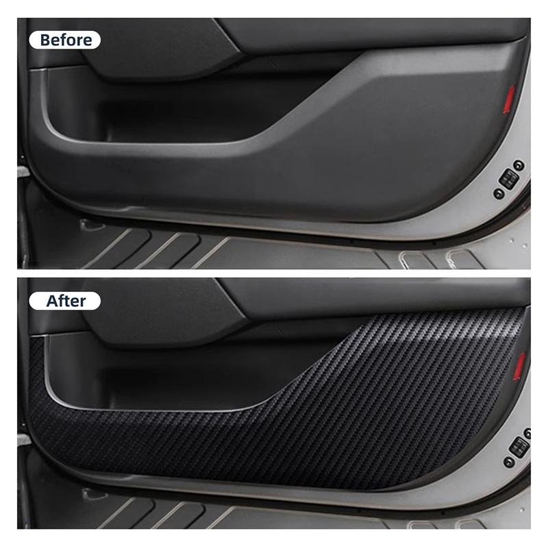 Door Anti-kick Pad for Ford Mustang Mach-E    2024 2025 LHD RHD Car Leather Carbon Mat Interior Trim Accessories