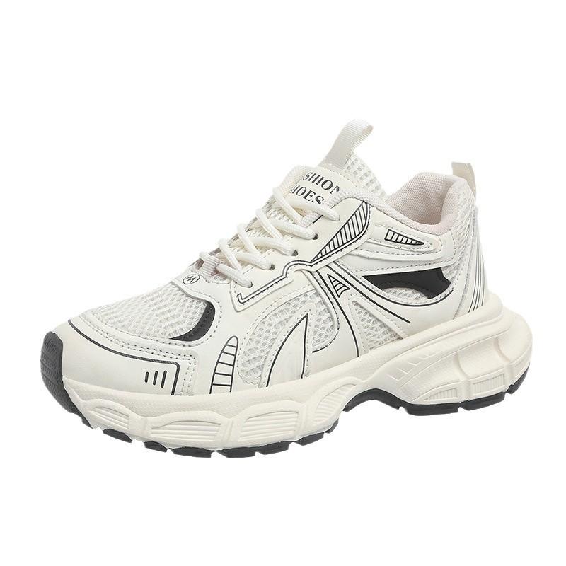 Korean version of niche mesh breathable dad shoes for women 2025 spring new thick-soled lightweight casual sports running shoes tide