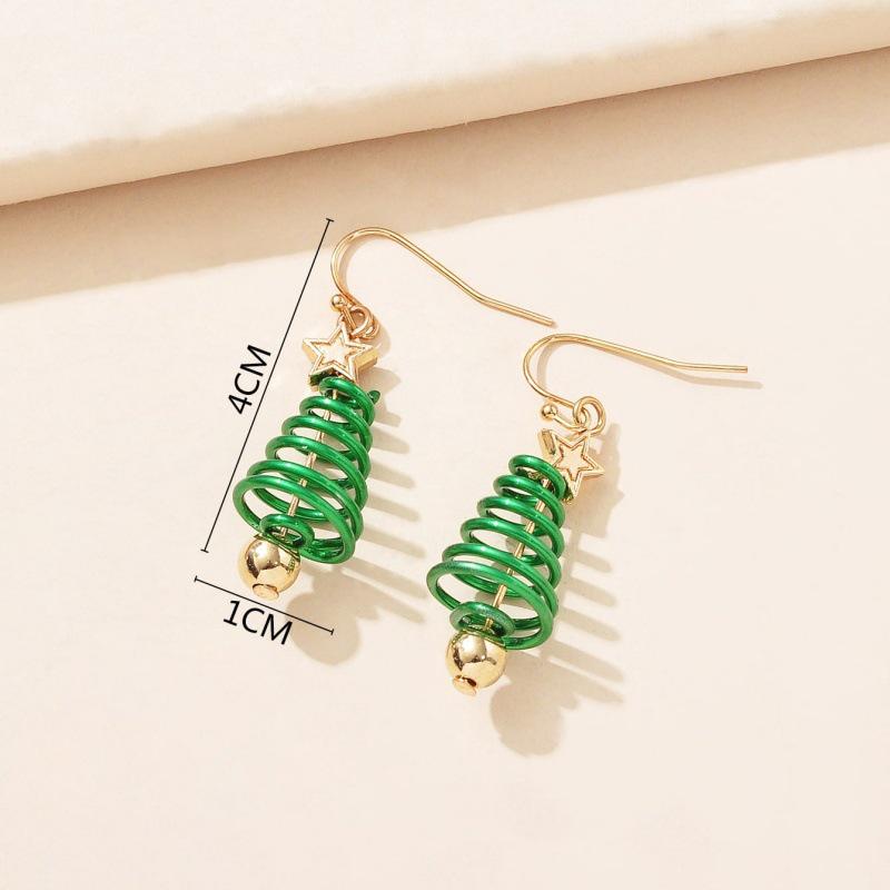 European and American Fashionable Cartoon Christmas Tree Earrings – Cute Alloy Holiday Jewelry for Women