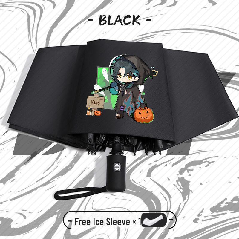 Genshin Impact Automatický skládací deštník s UV ochranou pro žáky základních škol - Odolný proti větru, pro slunečné i deštivé počasí