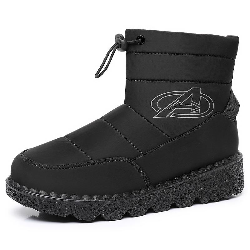 

Зимние хлопковые ботинки плюс бархатная утолщенная полусапожка на толстой подошве хлопковая обувь трансграничная водонепроницаемая нескользящая теплая женская обувь 36 чёрный