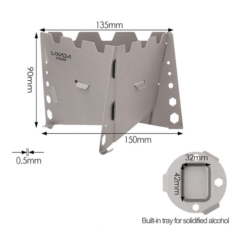 Lixada Folding Titanium Solidified Alcohol Stove for Outdoor Camping Hiking Backpacking