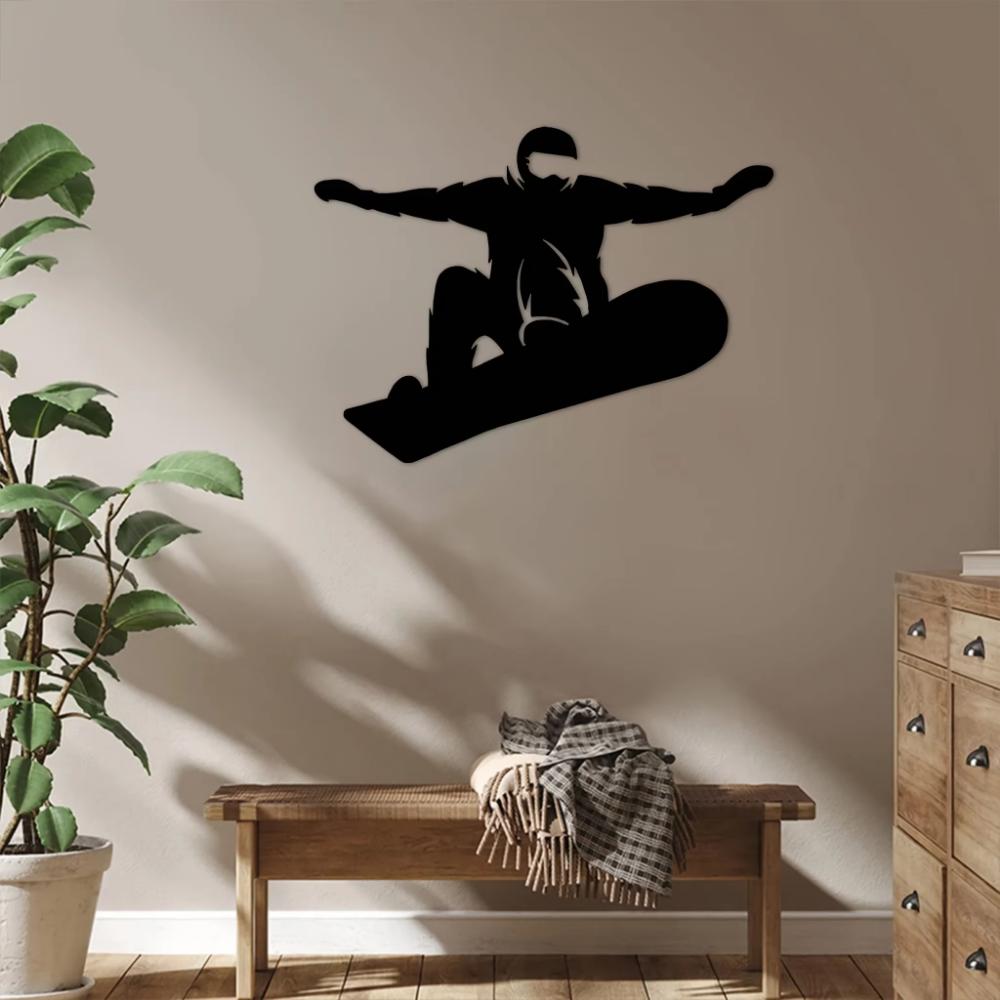 Decorazione Murale in Metallo Snowboarder - Arte Metallica Sci. Decorazione da Parete Sportiva. Arte del Ferro. Decorazione Murale. Ornamento Murale Sportivo. Opera d'arte in ferro.