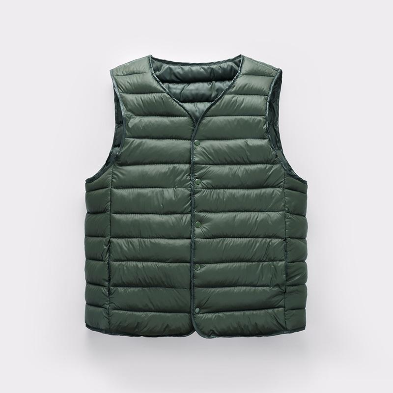 Men's Lightweight Casual Thermal Vest for Fall/Winter Solid Color Button-Down Straight Hem Sleeveless Jacket