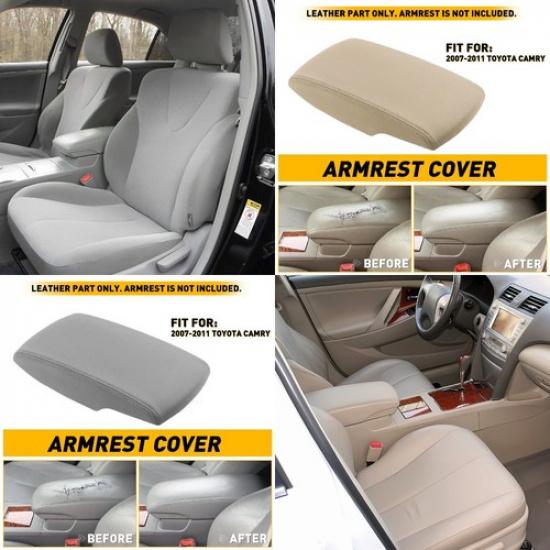 

For Toyota Camry 2007-09 10 2011 Center Console Armrest Cover Lid Leather Gray V