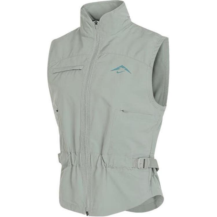 

Nike Letter Print Stand Collar Zip Vest Women Vests Light-Green FV6399-370 L