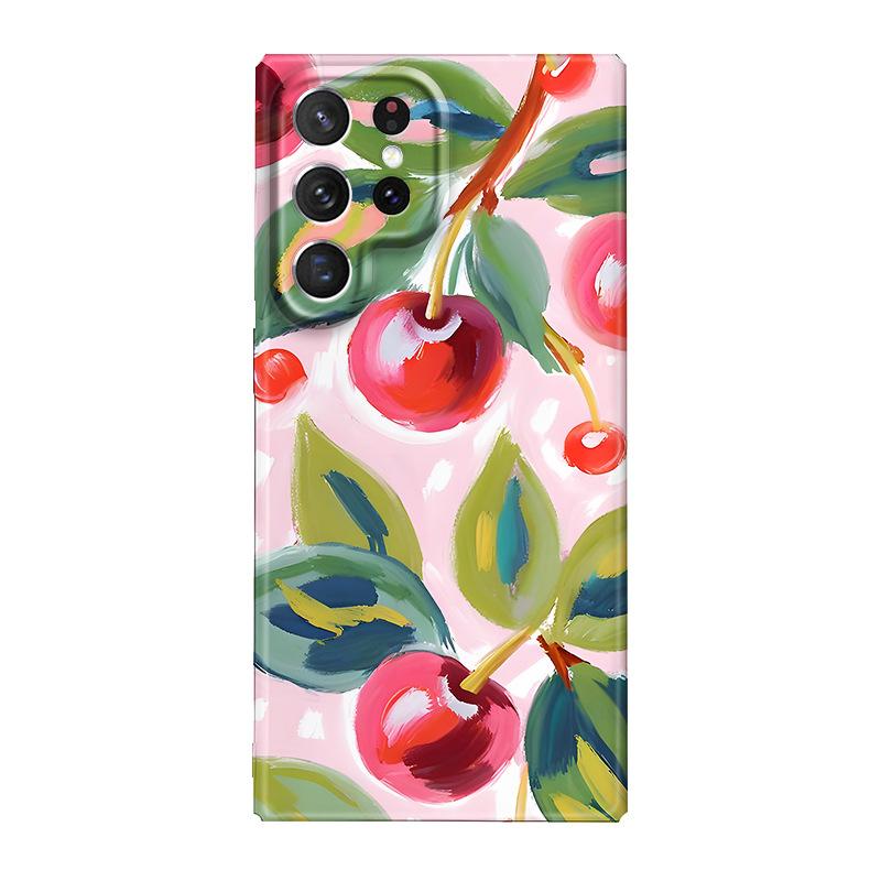 TM Summer New Optimized Wind Cherry Samsung S22plus Mobile Phone Case GalaxyS24 All-Inclusive Protective Case