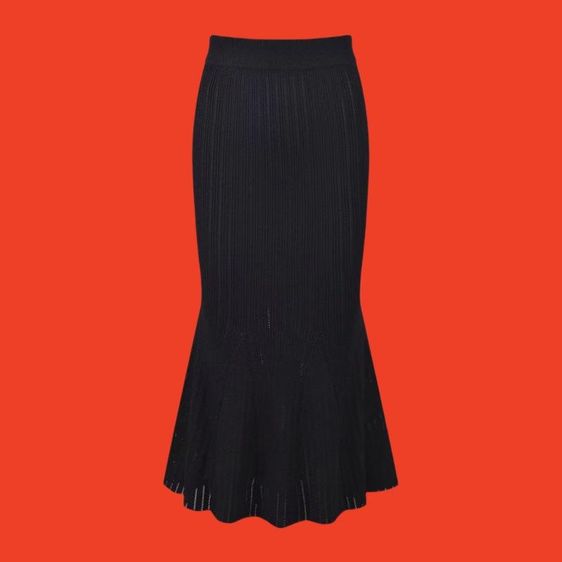 Autumn/Winter 2025 Waist-Cinching Flared Sleeve Knitted Top + Fishtail Coat Set