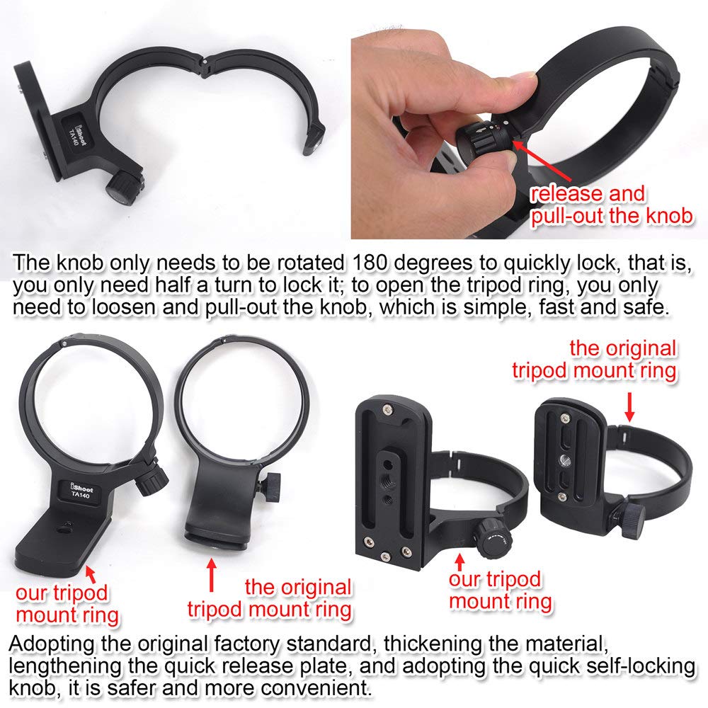 iShoot CNC Aviation Aluminum Lens Support Tripod Mount Specially Designed for Tamron Di VC USD with Quick Release Compatible with and BENRO Ball Heads