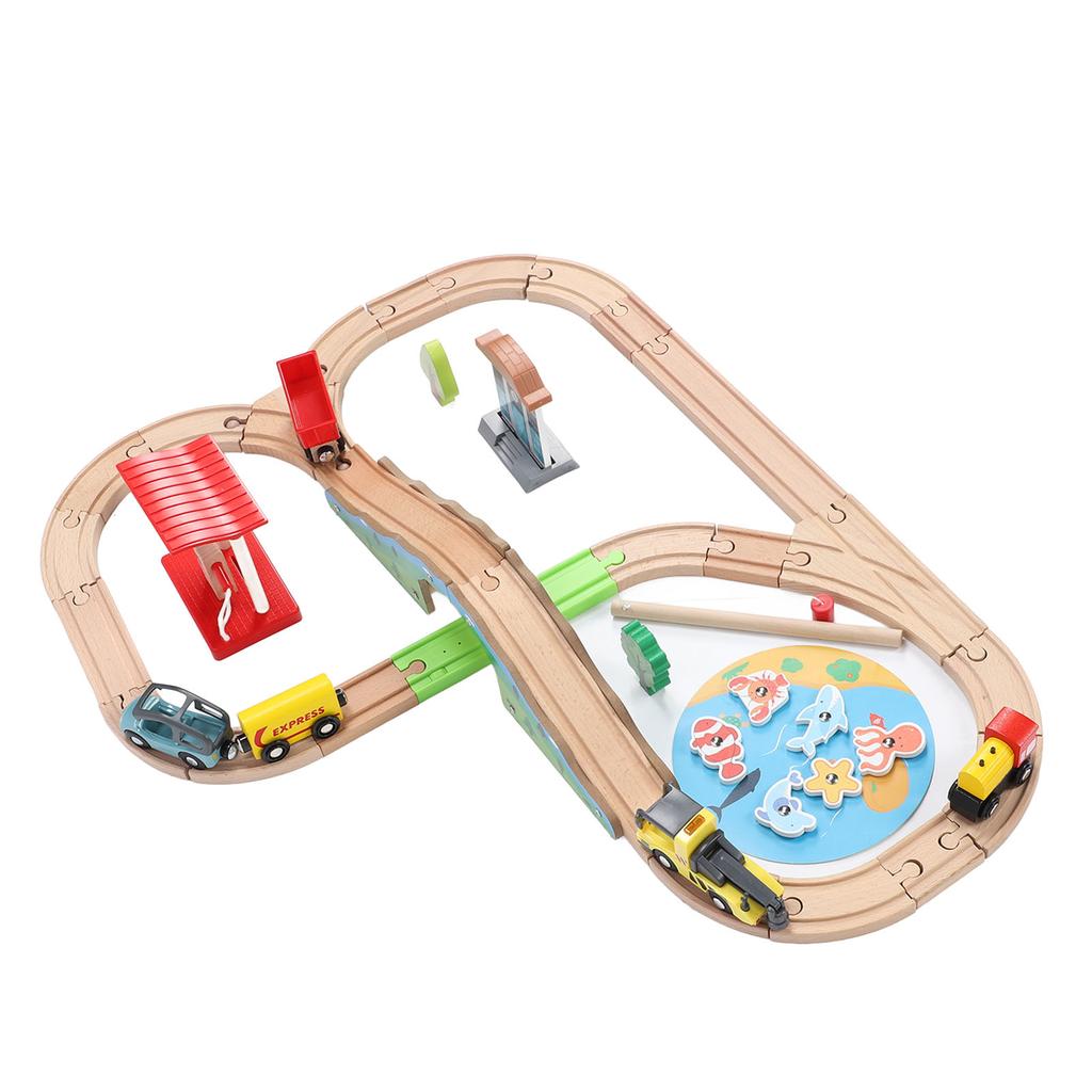 Holzeisenbahn-Set, Simulations-Stadteisenbahn-Set für Kinder, Kleinkinderspielzeug über 2 Jahre alt