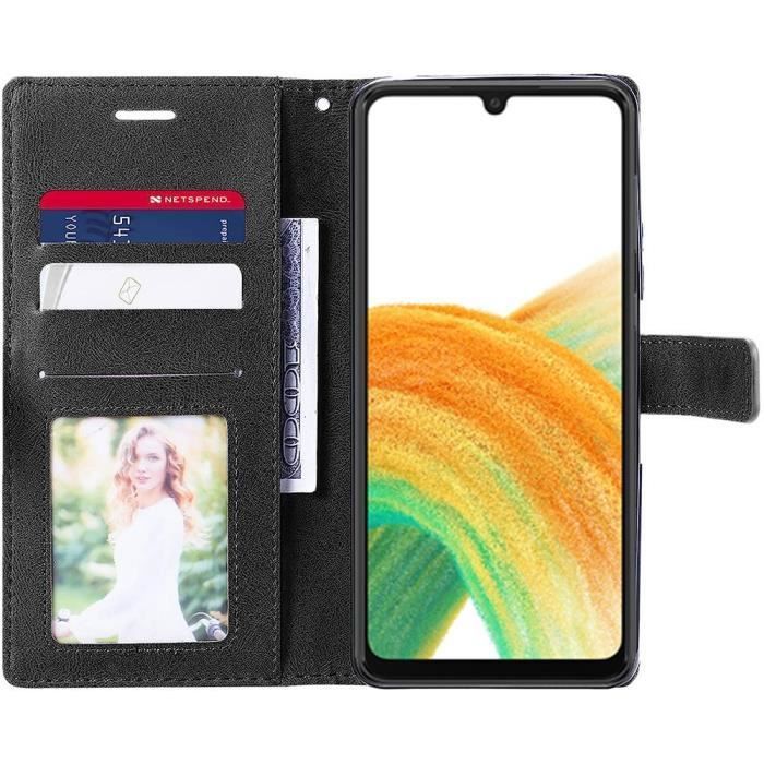 Coque de Protection - BOOLING - pour Samsung Galaxy A33 5G - Cuir PU Souple - Élégant - Bleu Marine