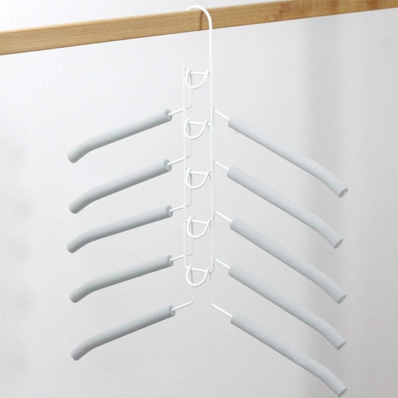 

5pcs Duty Space-saving Metal Hangers Removable Multi-layer Clothes Rack Space Saving Wardrobe Storage And Organization