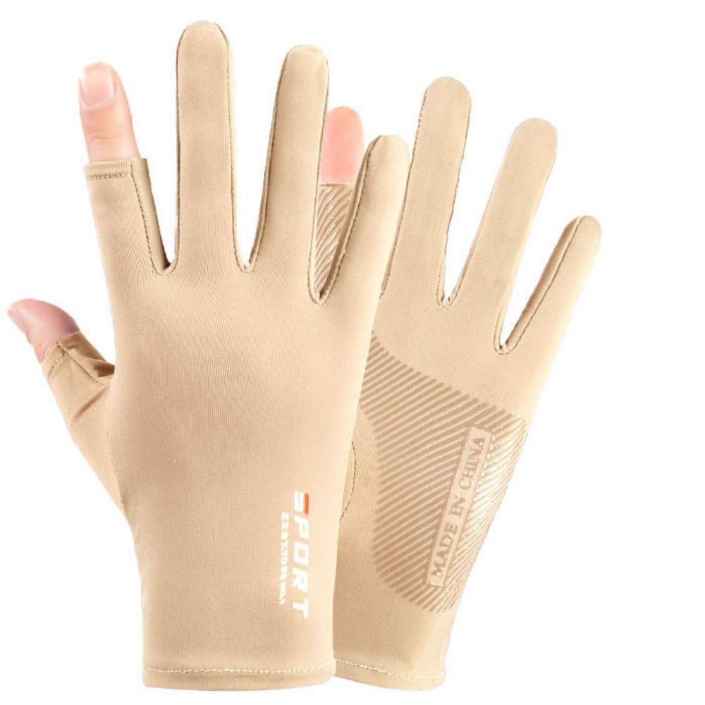 Sunscreen Gloves Men and Women Driving Sweat Fishing Touch Screen Ice Silk Gloves Non-slip Dew Two-finger Riding Half-finger Gloves