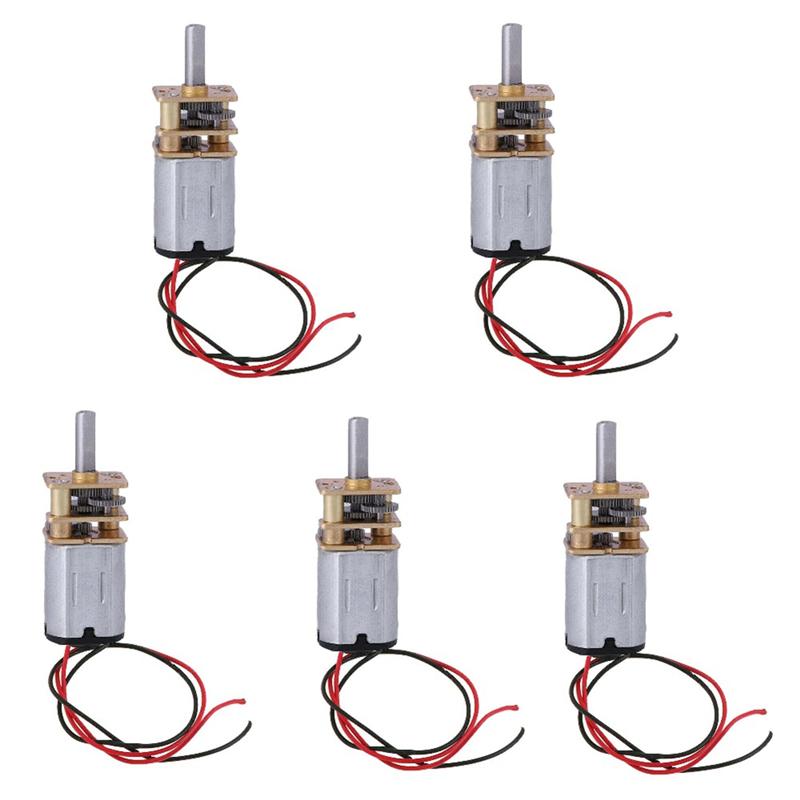 AT19-N20 Mini Micro Metal Gear Motor Set 5Pcs DC 3V-6V Gearwheel Included Full Metal Reducer 60RPM Slow Speed Toy