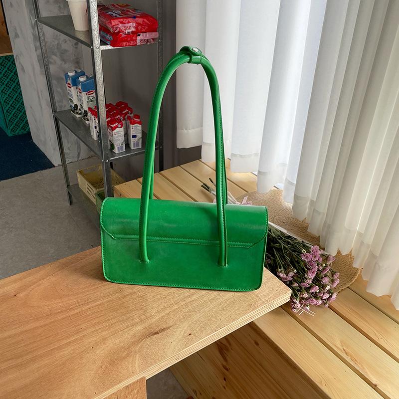 Korean Summer New Smooth Leather Square Flip Shoulder Bag Niche Versatile Texture Underarm Bag Women