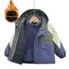 Boys' 2025 Winter Windbreaker: Three-in-One Detachable Fleece-Lined Jacket for Spring and Autumn.