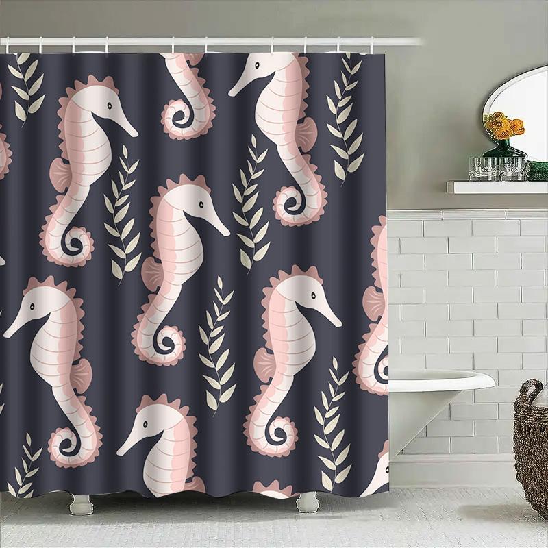 

Seahorse Bath Shower Curtain Waterproof Fabric Decorative Home Bathroom Window Privacy Film For Kids Room Decoration Customizabl 90x180cm