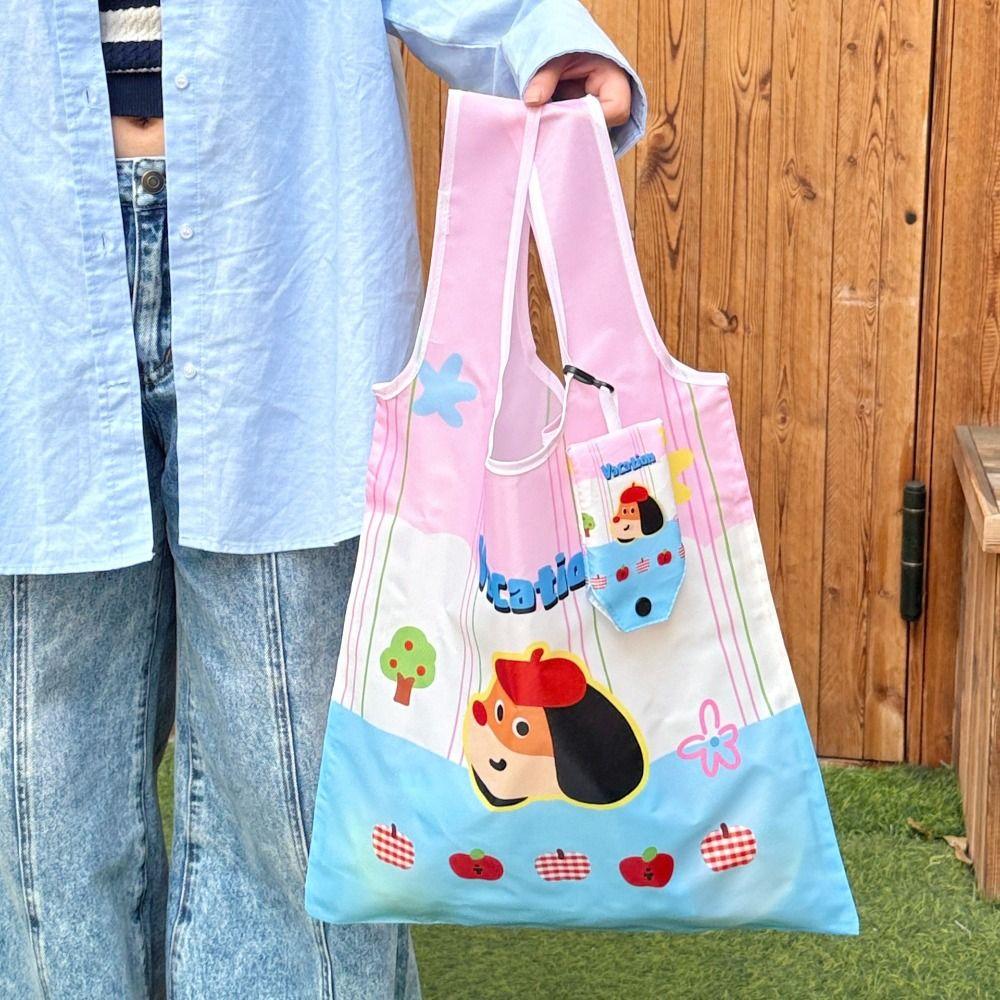 Nylon Cartoon Eco Bag Kawaii Supermarket Storage Bag Grocery Bag Foldable Shopping Bag  Women
