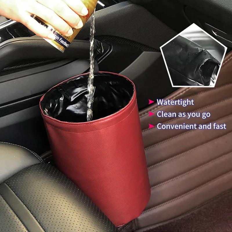 Foldable Car Trash Can Interior Rubbish Container Waste Organizer Holder Car Storage Busket Waterproof Garbage Car Garbage Bin