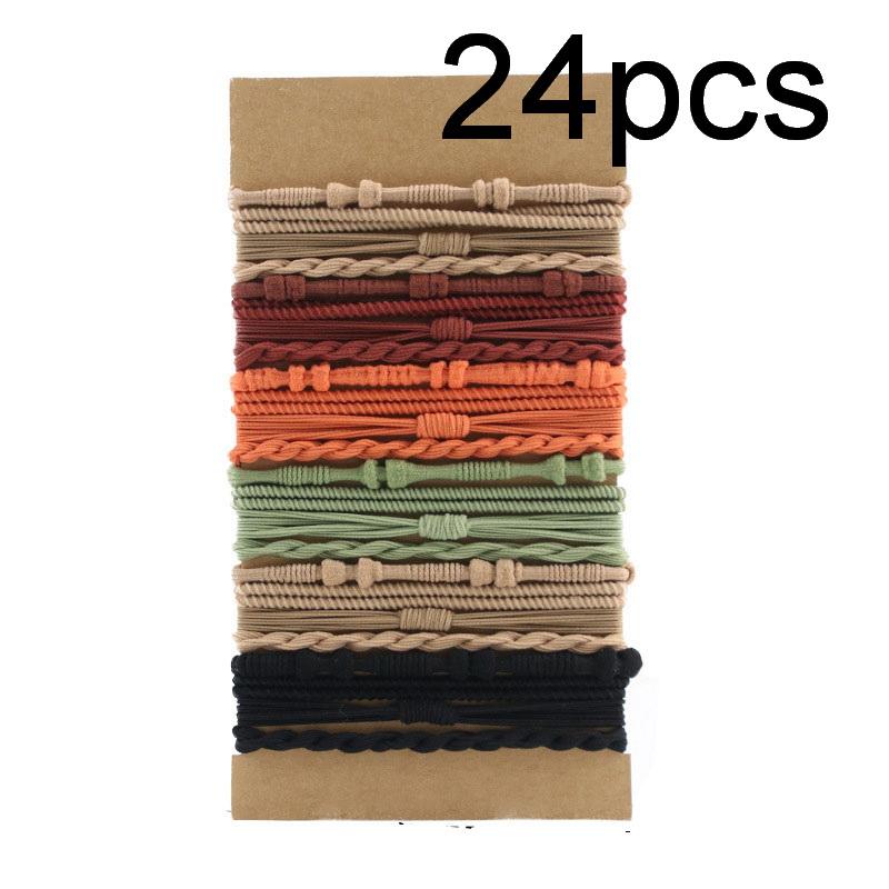 20/24pcs/set Fashion Bohemia Hair Rubber Bands for Women Elastic Boho  Hair Tie Bracelet Black Hairbands Head Rope Accessories