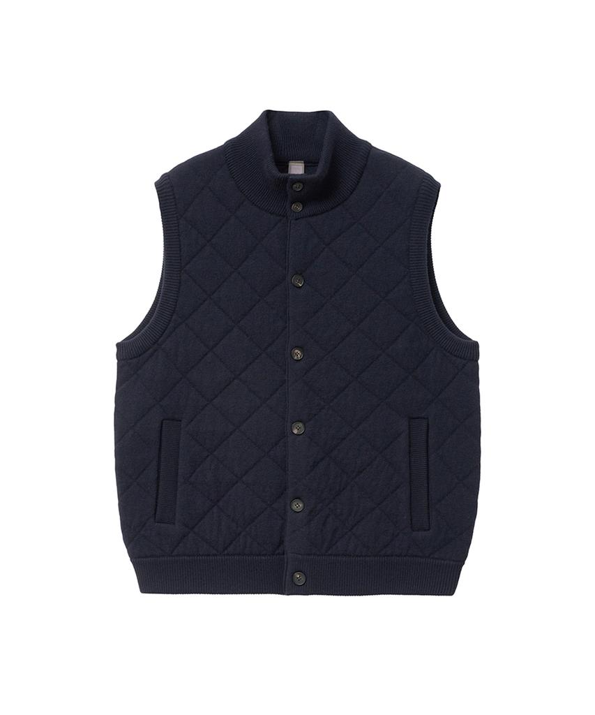 Iolo Quilted Knitting Vest_Navy