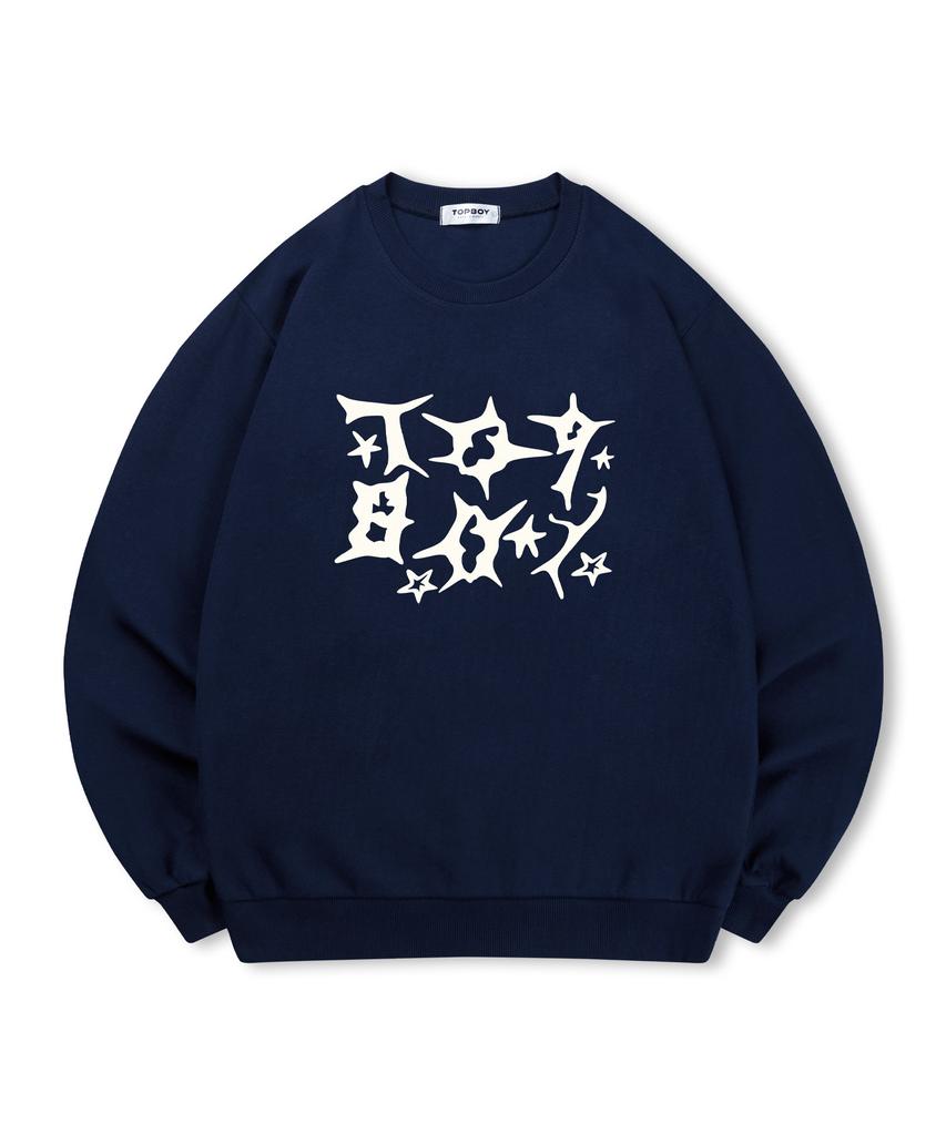 TOPBOY [Non-Fleece Or Fleece-Lined] Star Of Thorns Printed Sweatshirt (Type A)