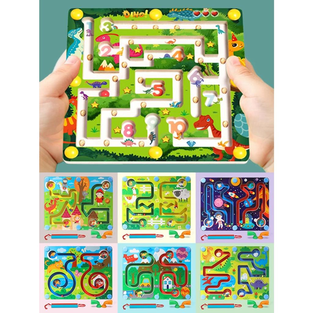 Baby Magnetic Maze Games Montessori Toys Balance Pen Control Track Board Logical Thinking Brain Game Early Education Travel Toys