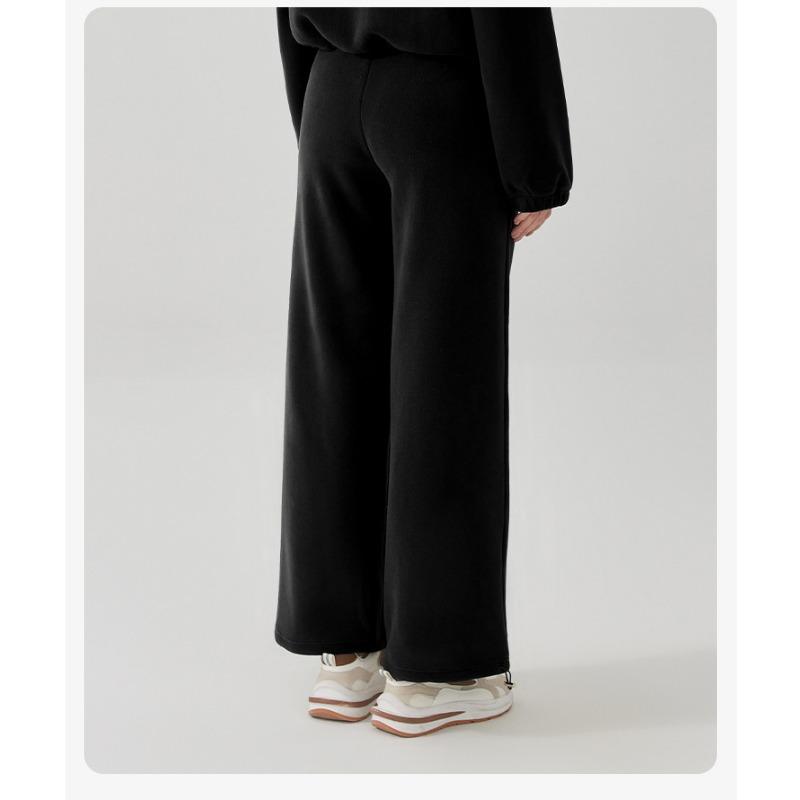 Calças esportivas femininas de inverno acolchoadas, grossas, de pernas largas e retas